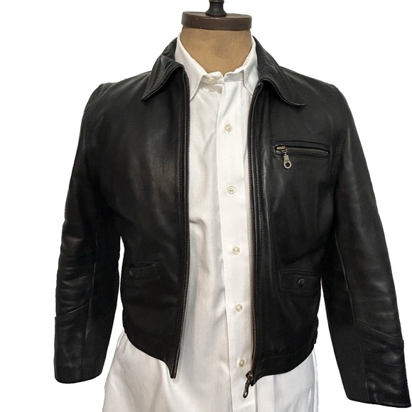 Women's Jo de Grey Short Black Leather Jacket Handmade in Paris - Picture 1 of 10